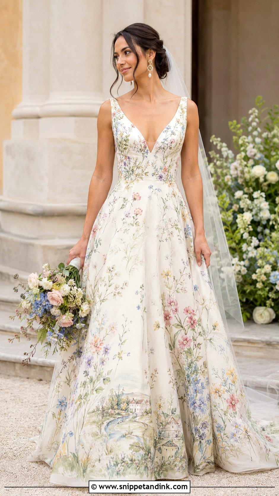 Custom Story Hand Painted Wedding Dress - Snippet and Ink - 20 Hand Painted Wedding Dress Ideas