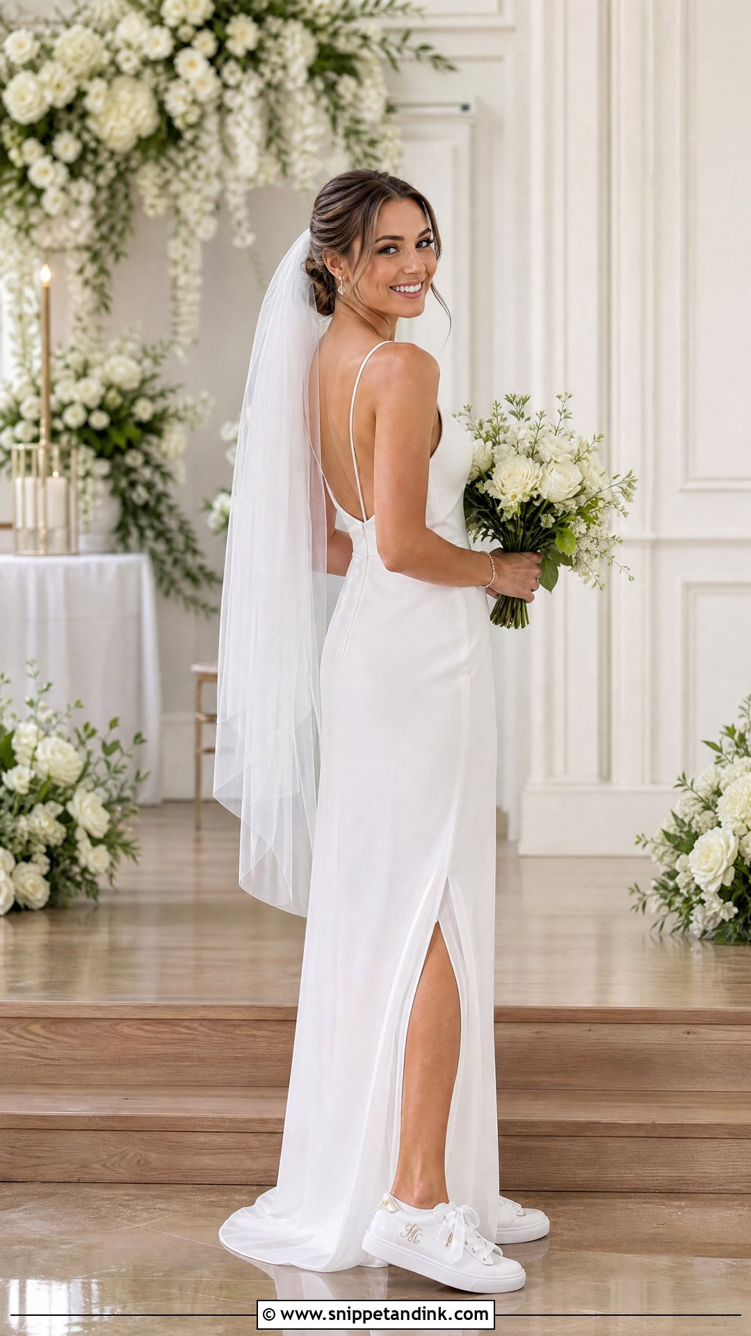 Custom Wedding Dress With Personalized Sneakers - Snippet and Ink - 20 Wedding Dress Sneakers Ideas