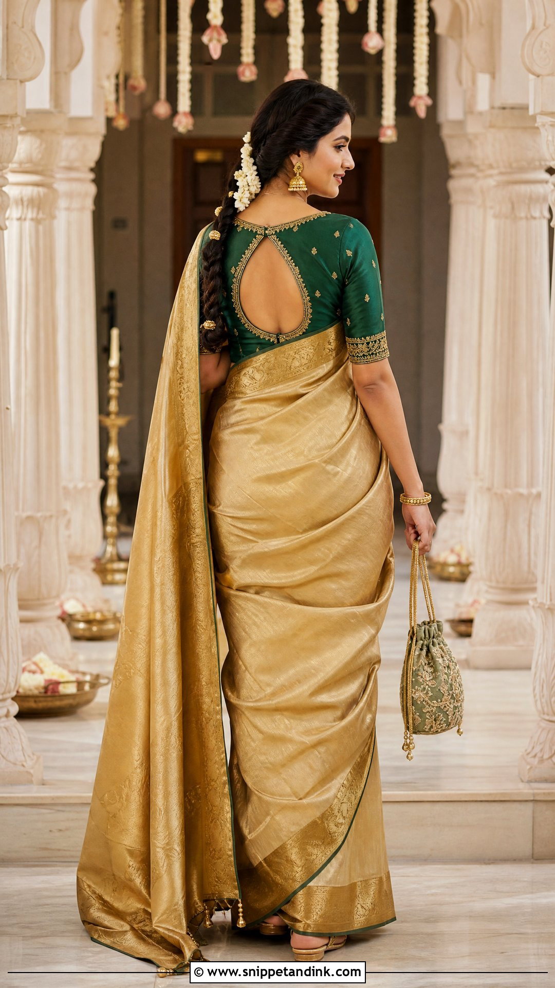 Cutout Back Wedding Blouse With Silk Saree - Snippet and Ink - 20 Wedding Blouses Ideas