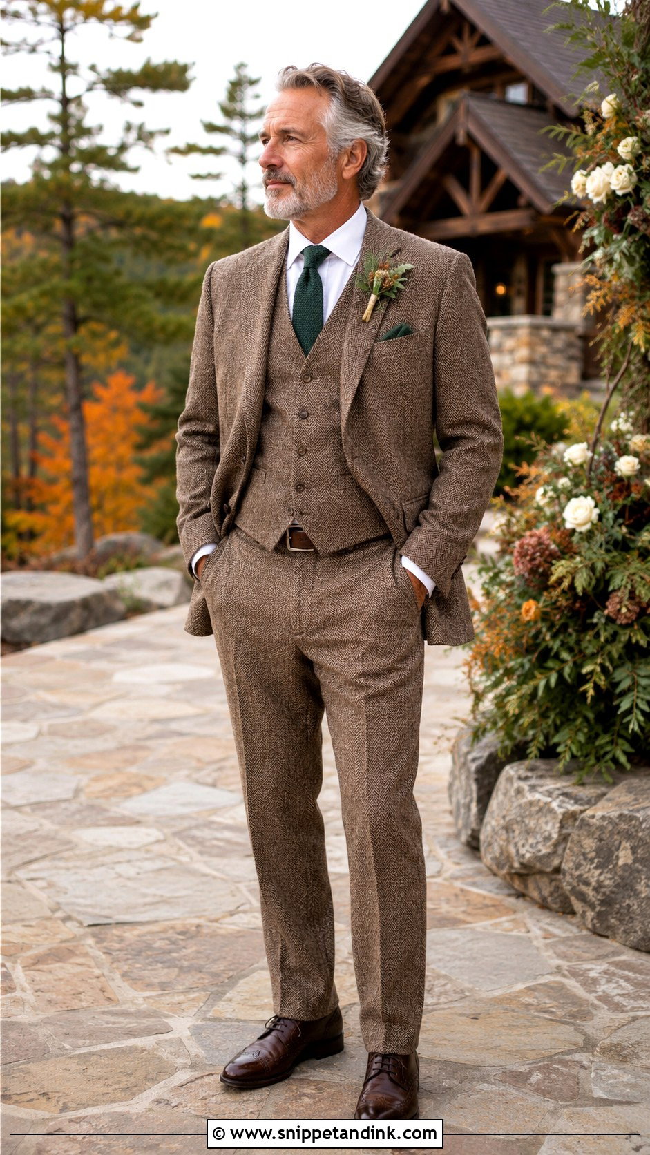 Dad of the Bride Brown Tweed Suit - Snippet and Ink - 20 Dad of the Bride Outfit Ideas