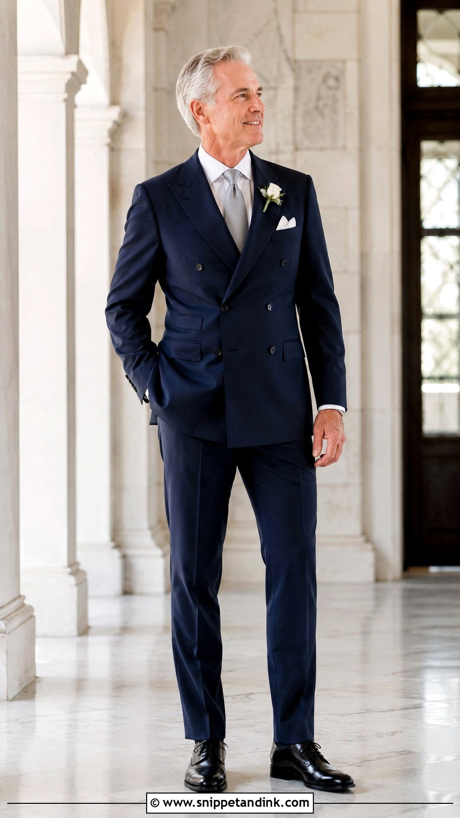 Dad of the Bride Double Breasted Navy Suit - Snippet and Ink - 20 Dad of the Bride Outfit Ideas