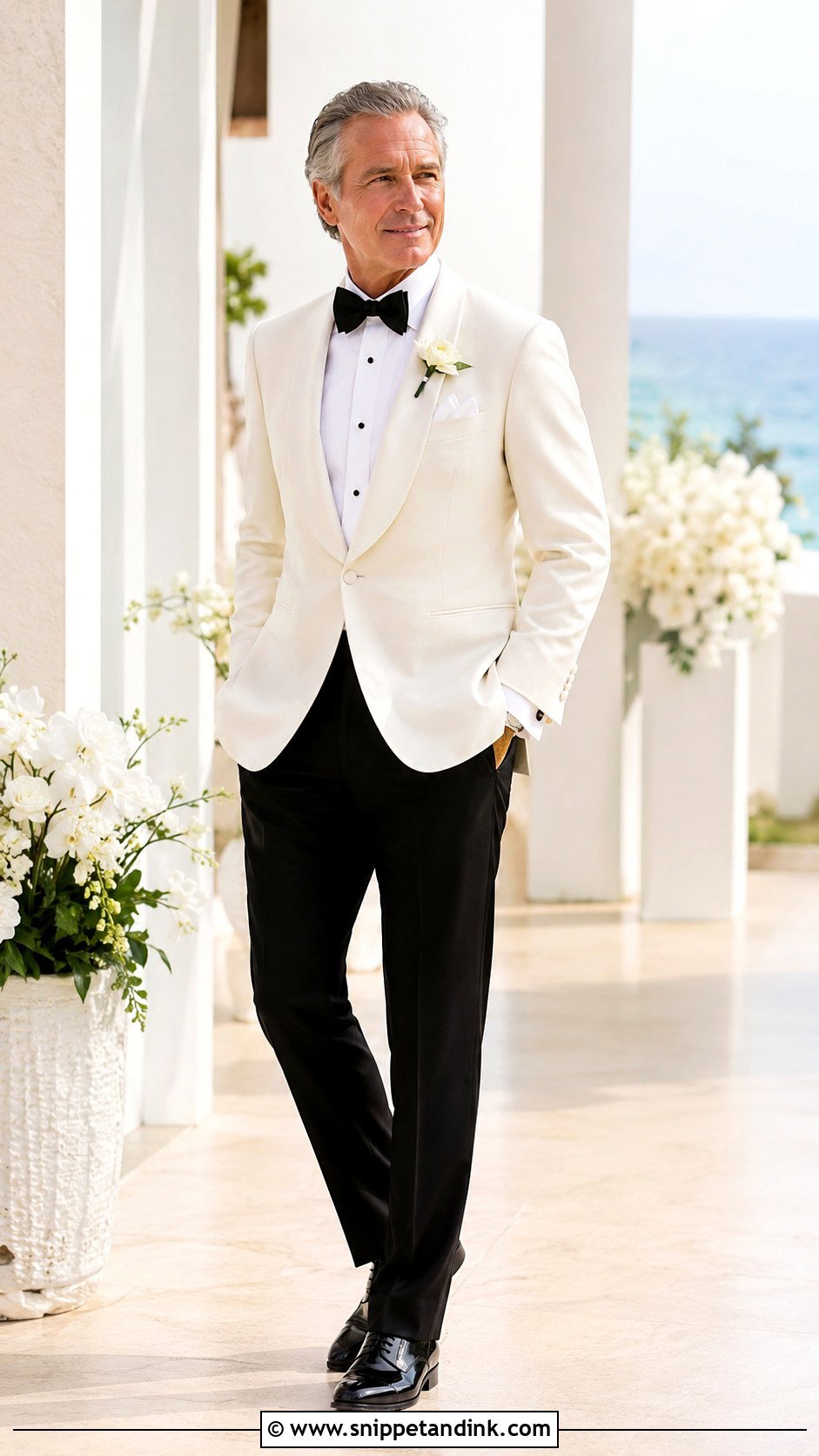 Dad of the Bride Ivory Dinner Jacket - Snippet and Ink - 20 Dad of the Bride Outfit Ideas