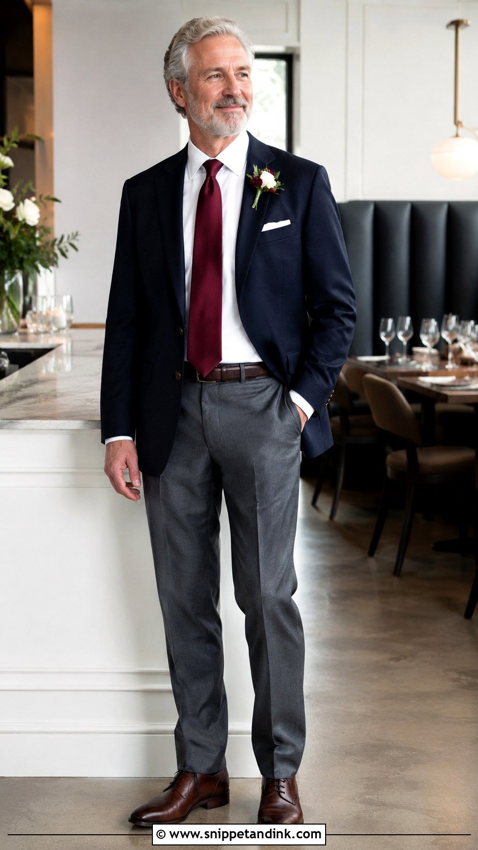 Dad of the Bride Navy Blazer and Gray Trousers - Snippet and Ink - 20 Dad of the Bride Outfit Ideas