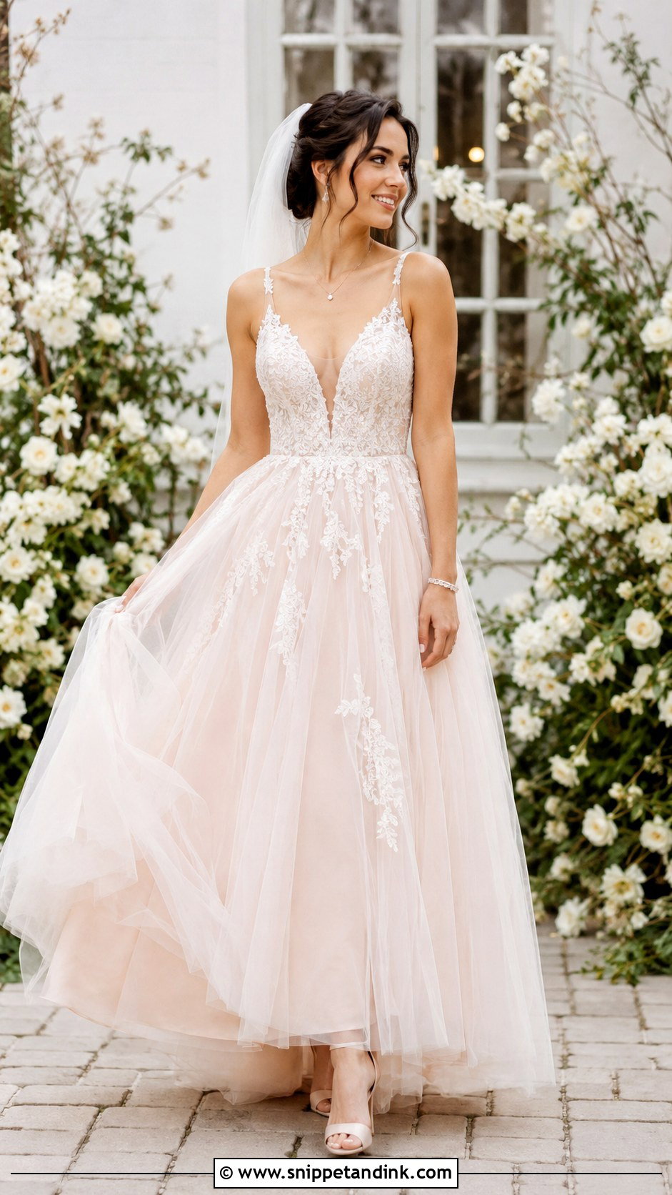 Dainty Blush Wedding Dress - Snippet and Ink - 30 Dainty Wedding Dress Ideas