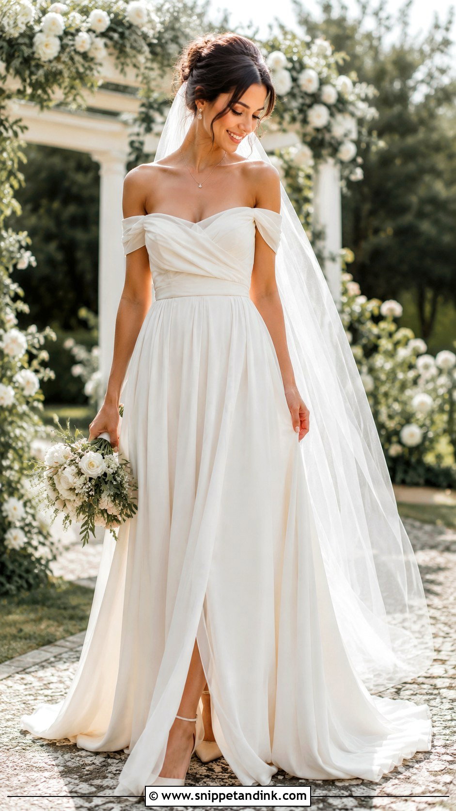 Dainty Off Shoulder Wedding Dress - Snippet and Ink - 30 Dainty Wedding Dress Ideas