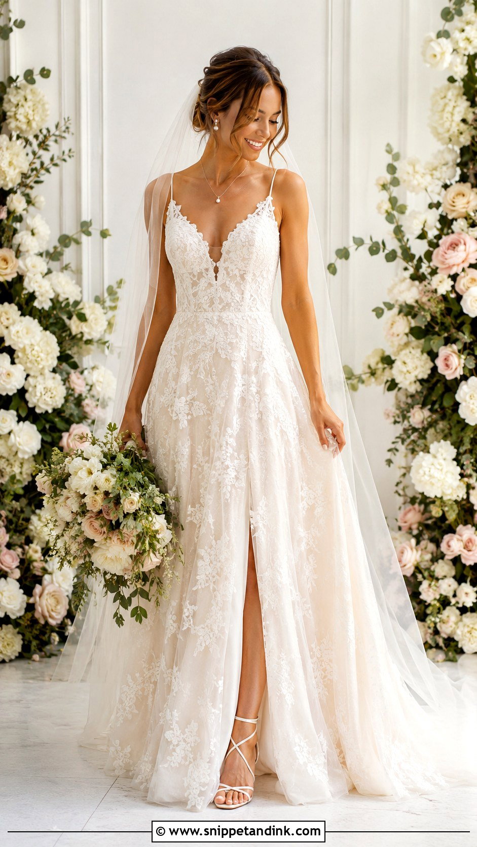 Dainty V Neck Wedding Dress - Snippet and Ink - 30 Dainty Wedding Dress Ideas