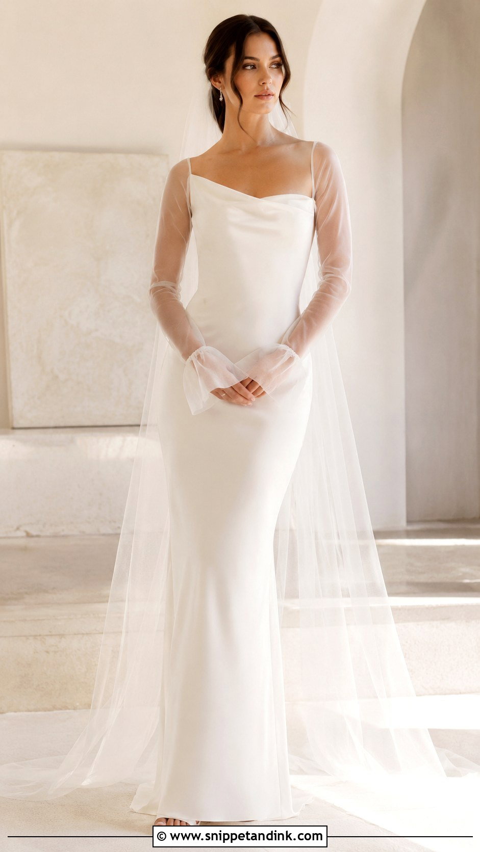 Danielle Frankel Sheer Sleeve Wedding Dress - Snippet and Ink - 25 Danielle Frankel Wedding Dress Ideas