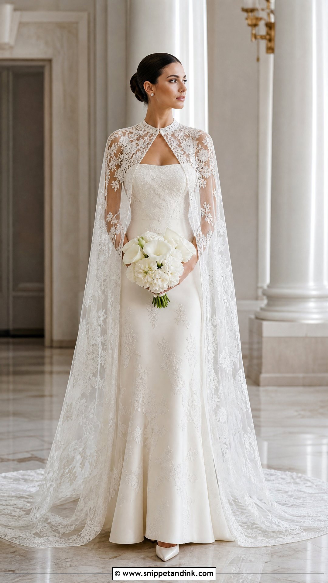 Dantel Wedding Dress With Lace Cape - Snippet and Ink - 20 Wedding Dress Dantel Ideas