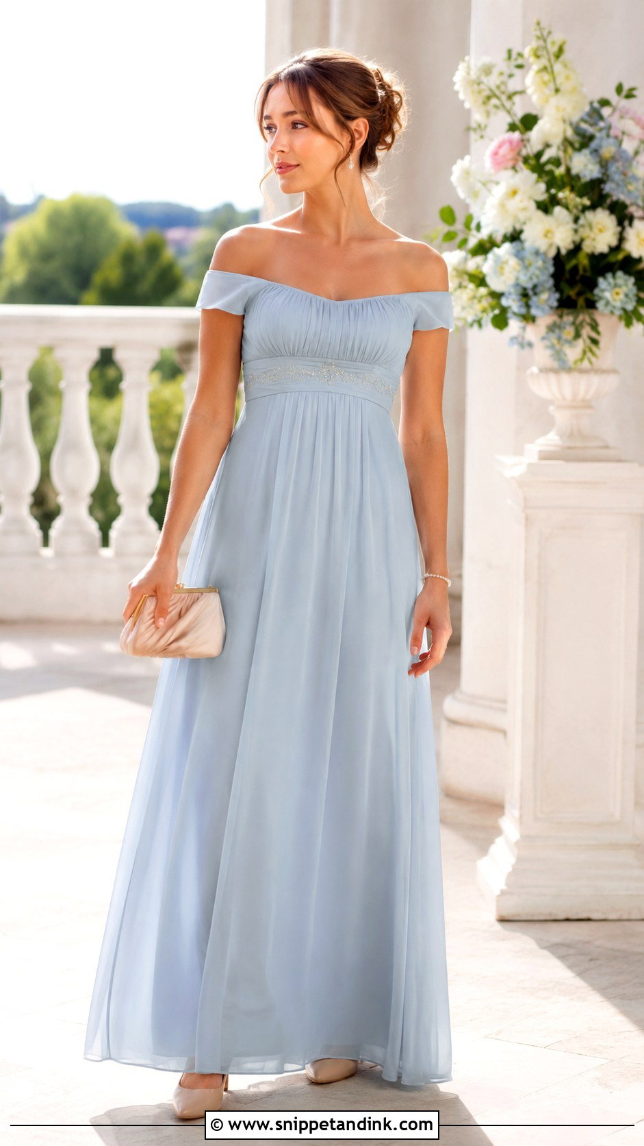 Daphne Bridgerton Off Shoulder Dress - Snippet and Ink - 25 Daphne Bridgerton Dress Ideas