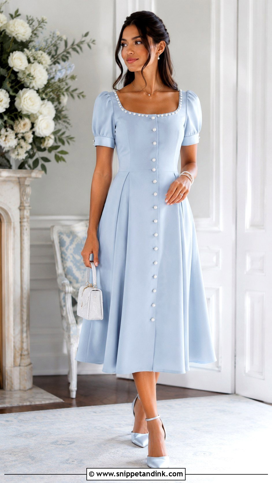 Daphne Bridgerton Pearl Detail Dress - Snippet and Ink - 25 Daphne Bridgerton Dress Ideas