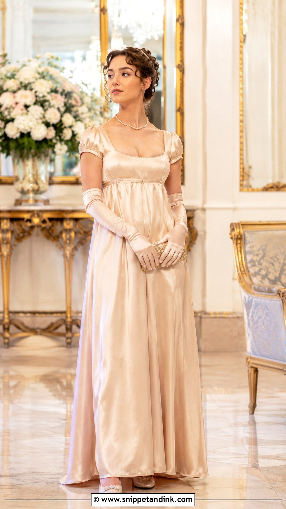 Daphne Bridgerton Satin Ball Gown Dress - Snippet and Ink - 25 Daphne Bridgerton Dress Ideas