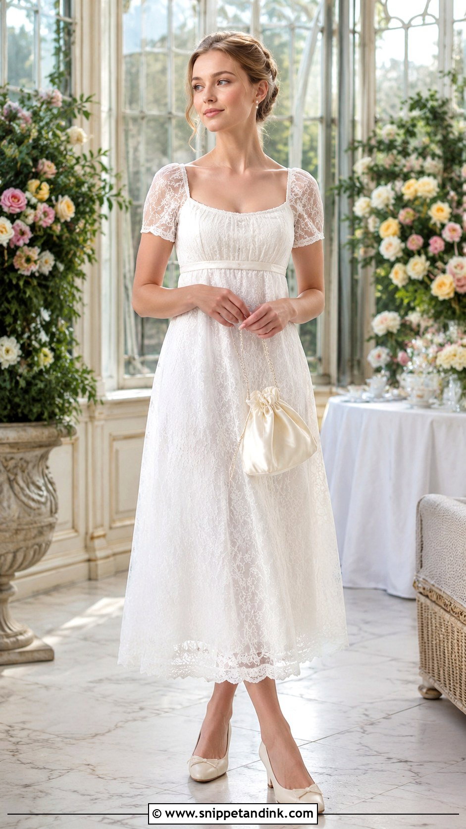 Daphne Bridgerton White Lace Dress - Snippet and Ink - 25 Daphne Bridgerton Dress Ideas