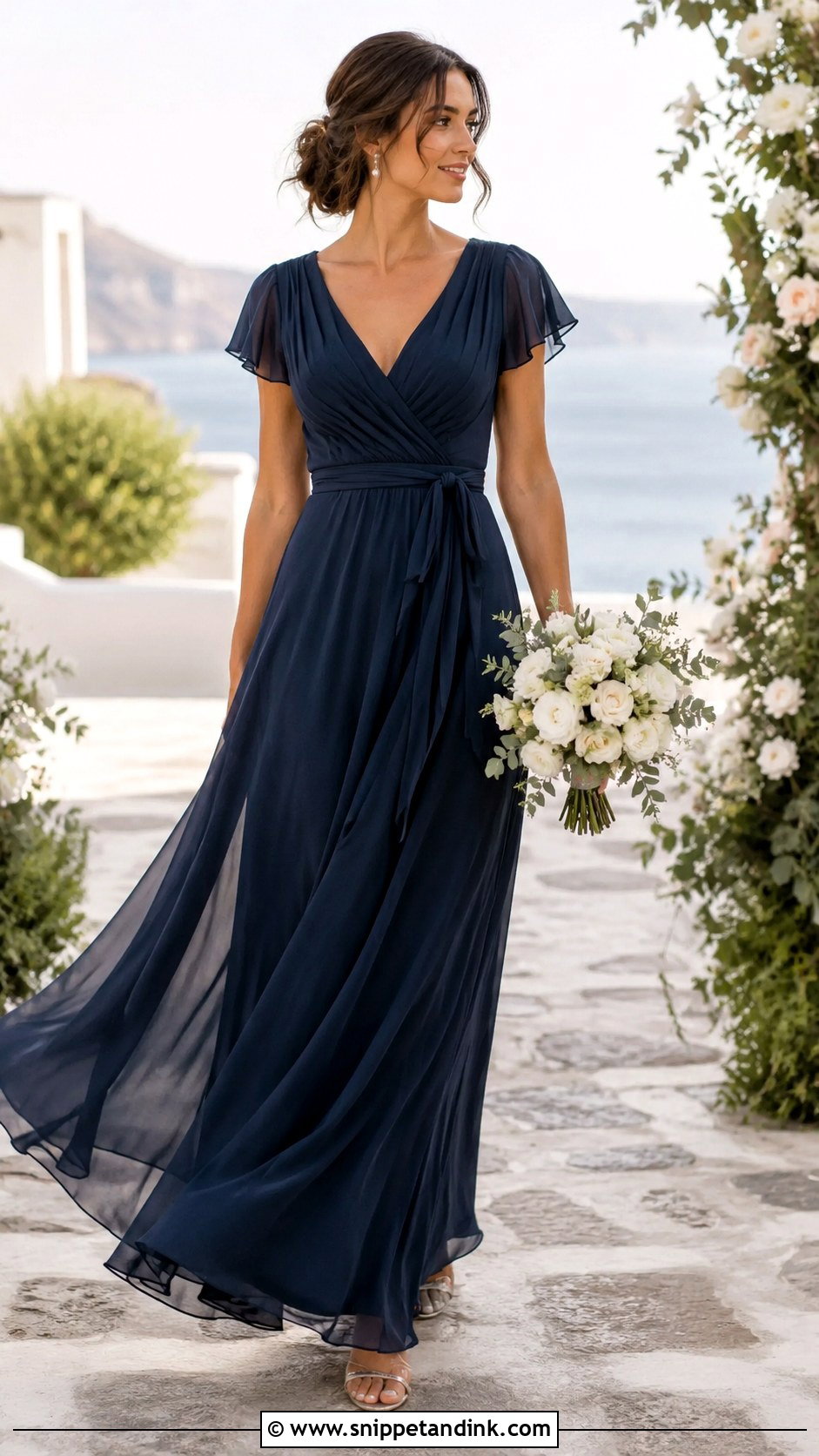 Dark Blue Chiffon Wedding Dress - Snippet and Ink - 25 Dark Blue Wedding Dress Ideas