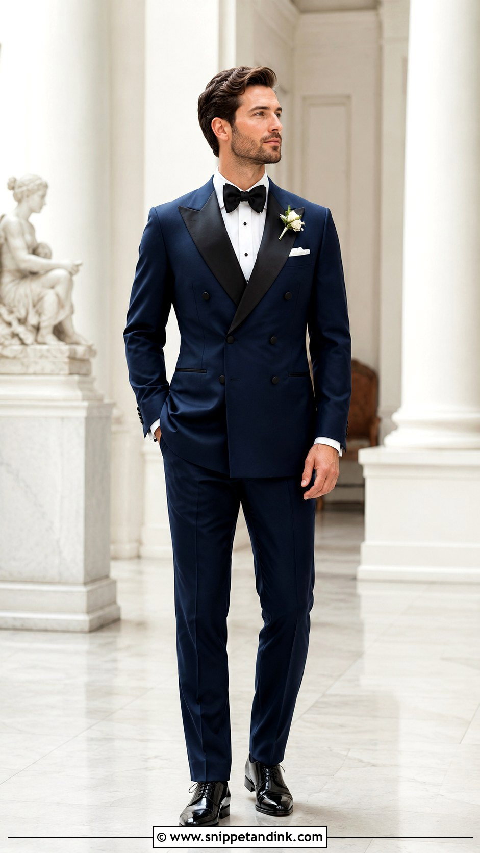 Dark Blue Double Breasted Tuxedo - Snippet and Ink - 20 Dark Blue Tuxedo Wedding Ideas