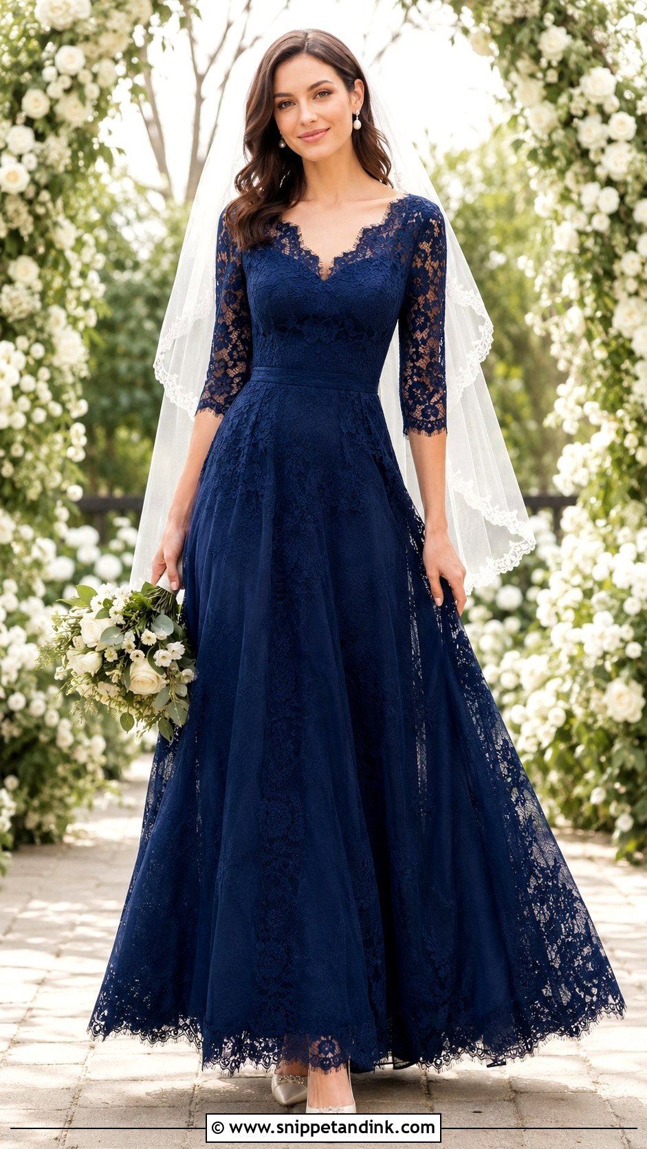 Dark Blue Lace Wedding Dress - Snippet and Ink - 25 Dark Blue Wedding Dress Ideas