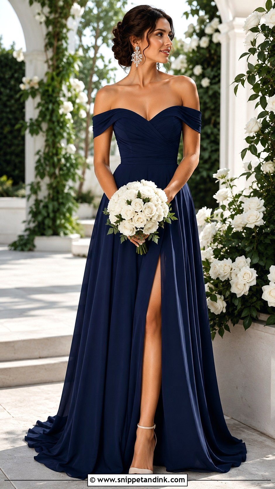 Dark Blue Off Shoulder Wedding Dress - Snippet and Ink - 25 Dark Blue Wedding Dress Ideas