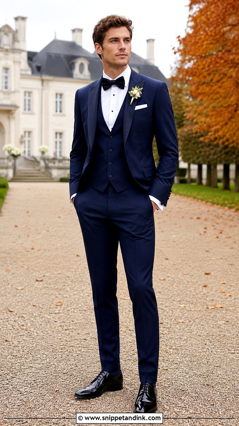 Dark Blue Three Piece Tuxedo - Snippet and Ink - 20 Dark Blue Tuxedo Wedding Ideas