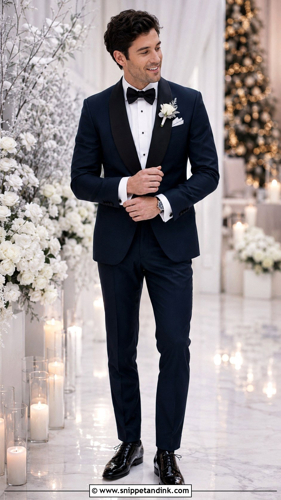 Dark Blue Tuxedo With Silver Accessories - Snippet and Ink - 20 Dark Blue Tuxedo Wedding Ideas