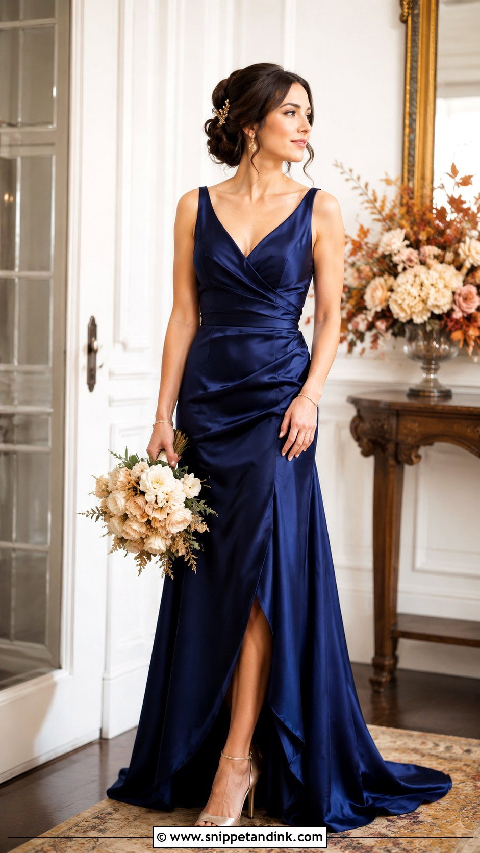 Dark Blue Wedding Dress With Gold Accessories - Snippet and Ink - 25 Dark Blue Wedding Dress Ideas
