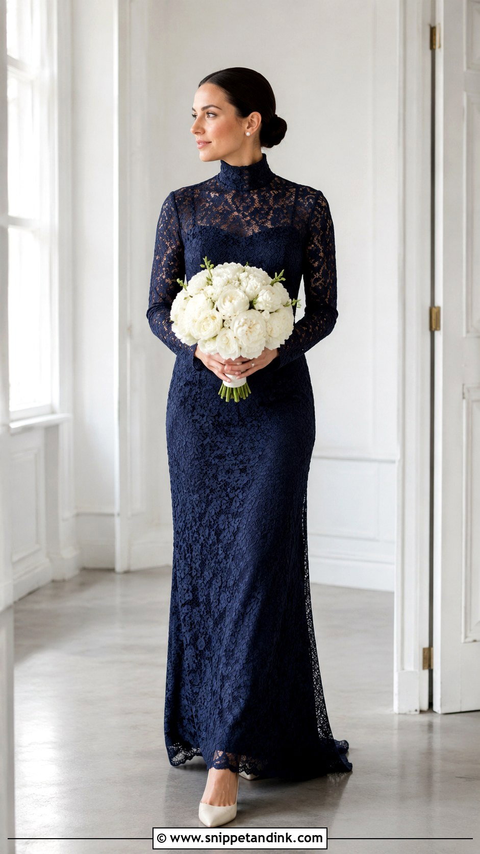 Dark Blue Wedding Dress With High Neck - Snippet and Ink - 25 Dark Blue Wedding Dress Ideas