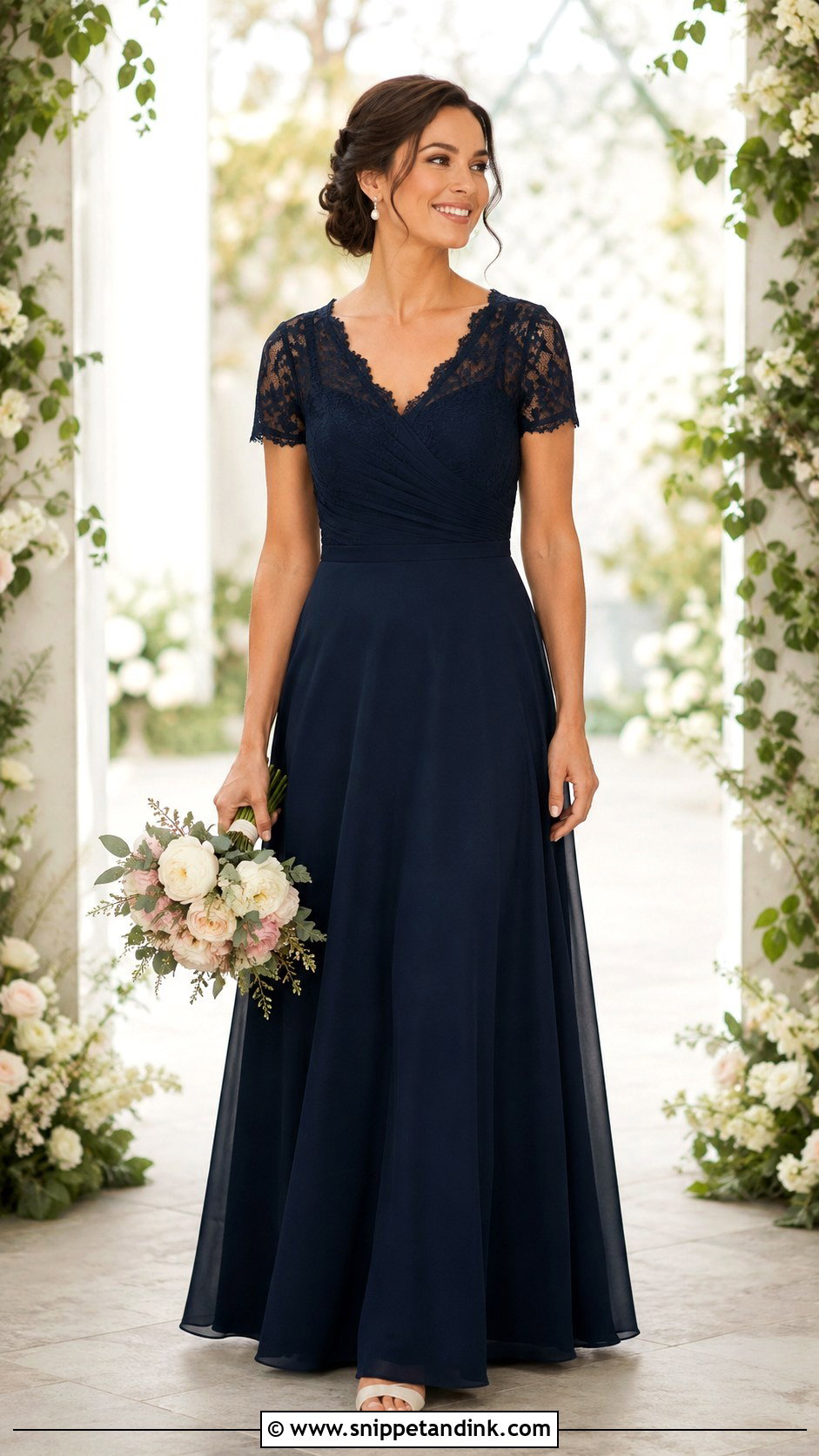 Dark Blue Wedding Dress With Short Sleeves - Snippet and Ink - 25 Dark Blue Wedding Dress Ideas