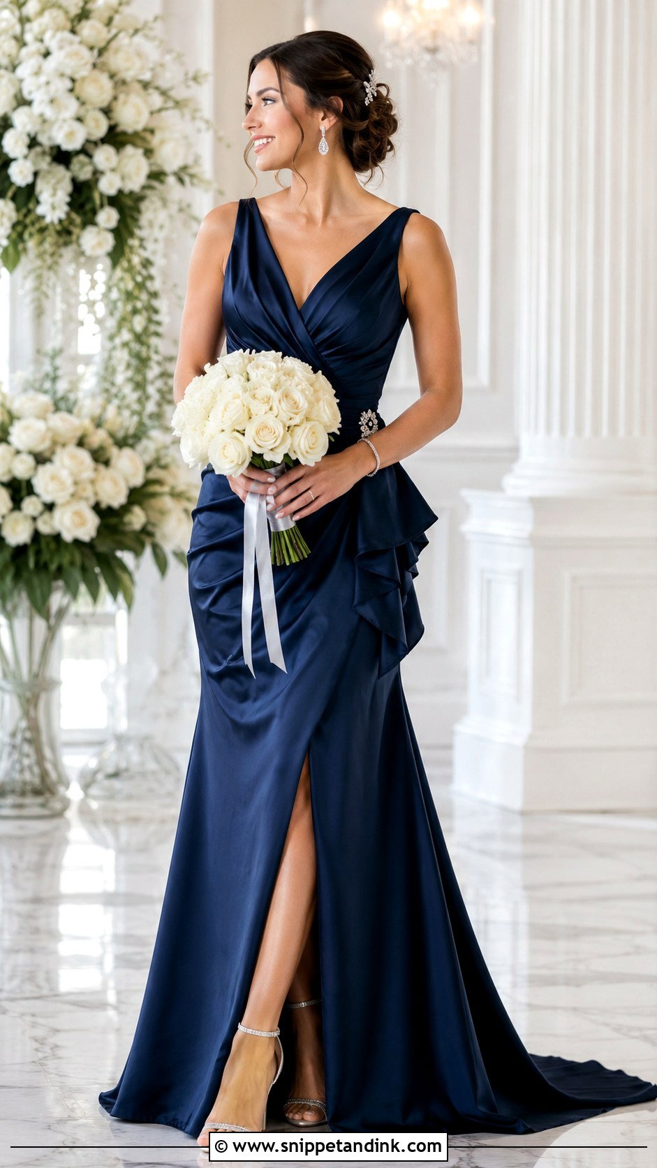 Dark Blue Wedding Dress With Silver Accessories - Snippet and Ink - 25 Dark Blue Wedding Dress Ideas