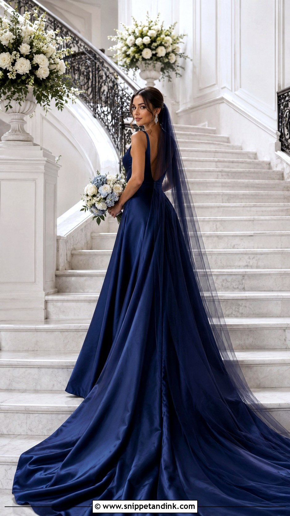 Dark Blue Wedding Dress With Train - Snippet and Ink - 25 Dark Blue Wedding Dress Ideas