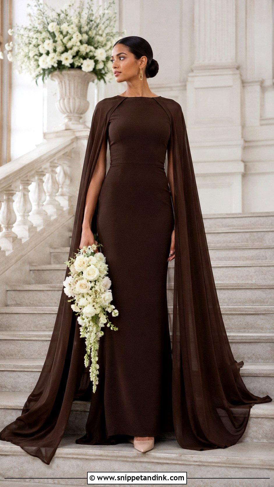 Dark Brown Cape Wedding Dress - Snippet and Ink - 20 Dark Brown Wedding Dress Ideas