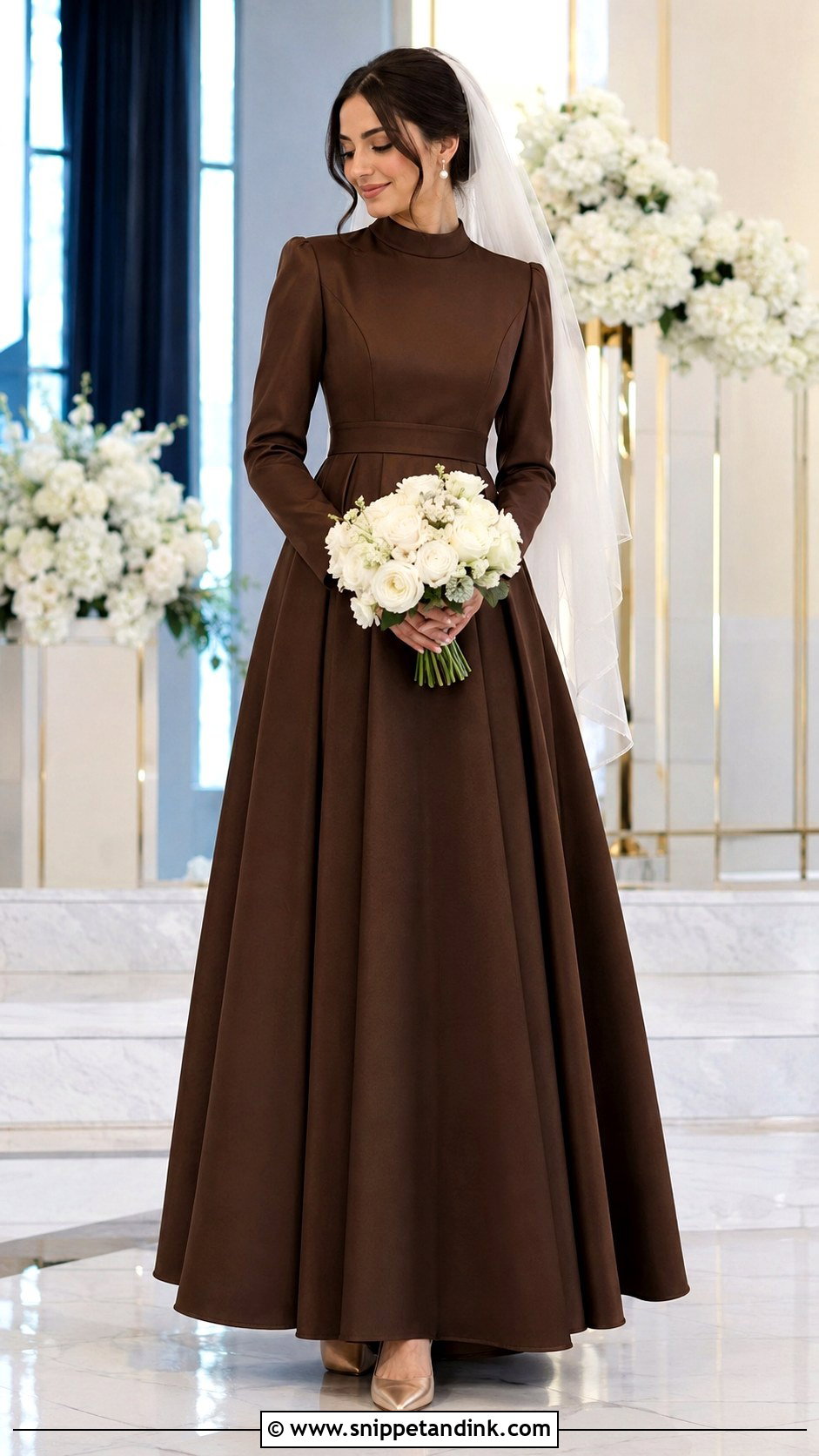 Dark Brown Modest Wedding Dress - Snippet and Ink - 20 Dark Brown Wedding Dress Ideas