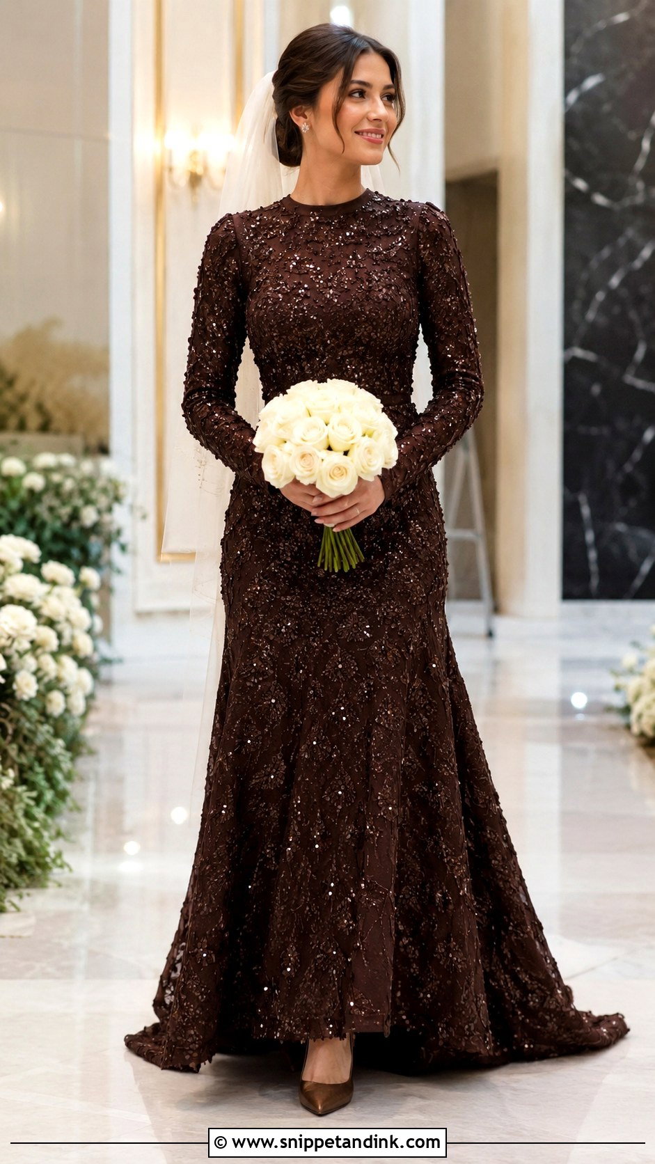 Dark Brown Sequin Wedding Dress - Snippet and Ink - 20 Dark Brown Wedding Dress Ideas