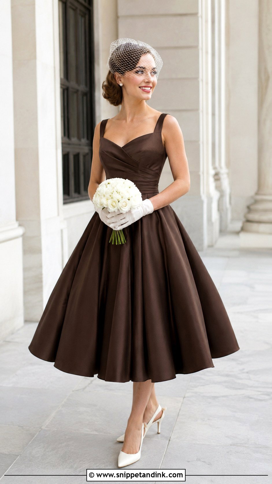 Dark Brown Tea Length Wedding Dress - Snippet and Ink - 20 Dark Brown Wedding Dress Ideas