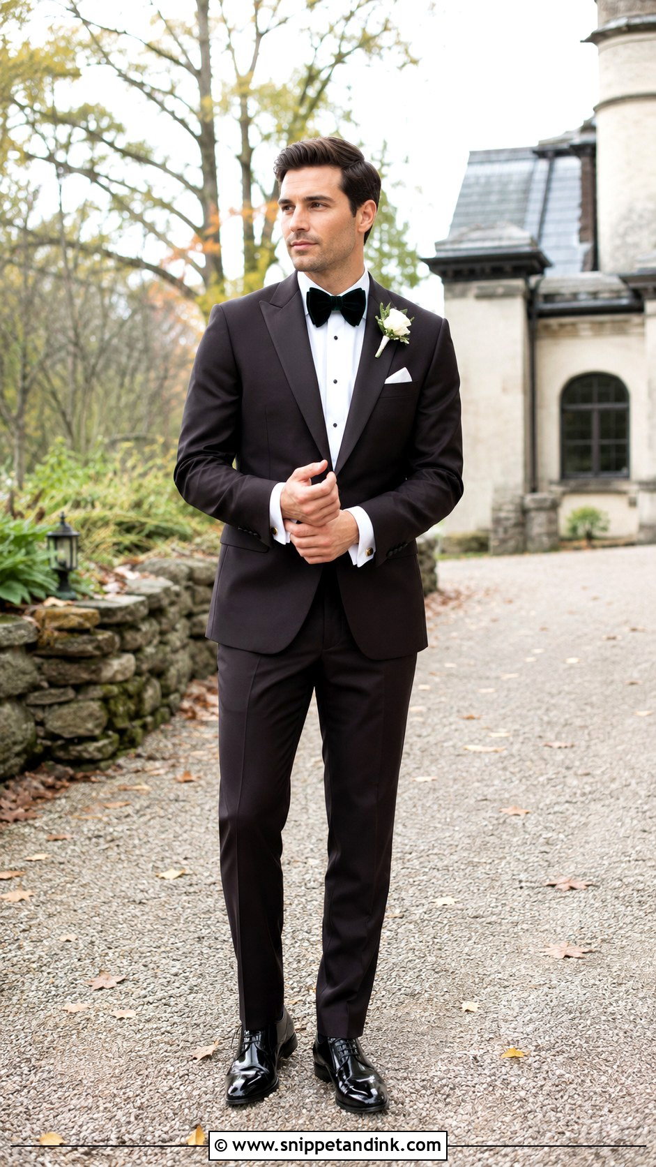 Dark Brown Tuxedo With Dark Brown Loafers - Snippet and Ink - 20 Dark Brown Tuxedo Wedding Ideas