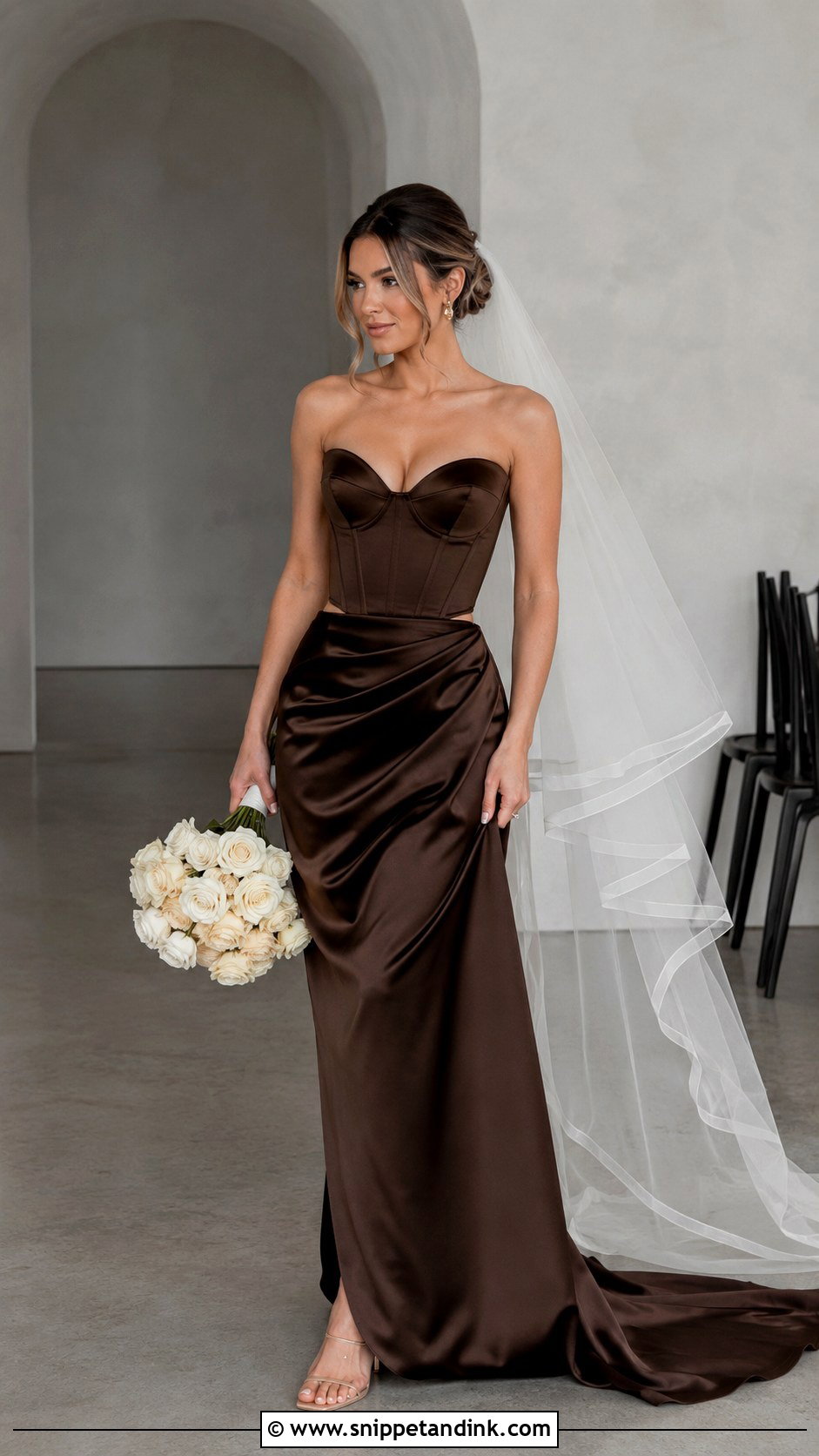 Dark Brown Two Piece Wedding Dress - Snippet and Ink - 20 Dark Brown Wedding Dress Ideas