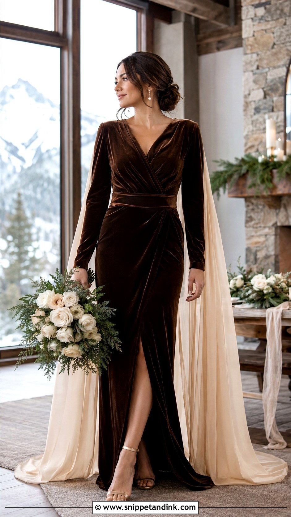 Dark Brown Velvet Wedding Dress - Snippet and Ink - 20 Brown Wedding Dresses