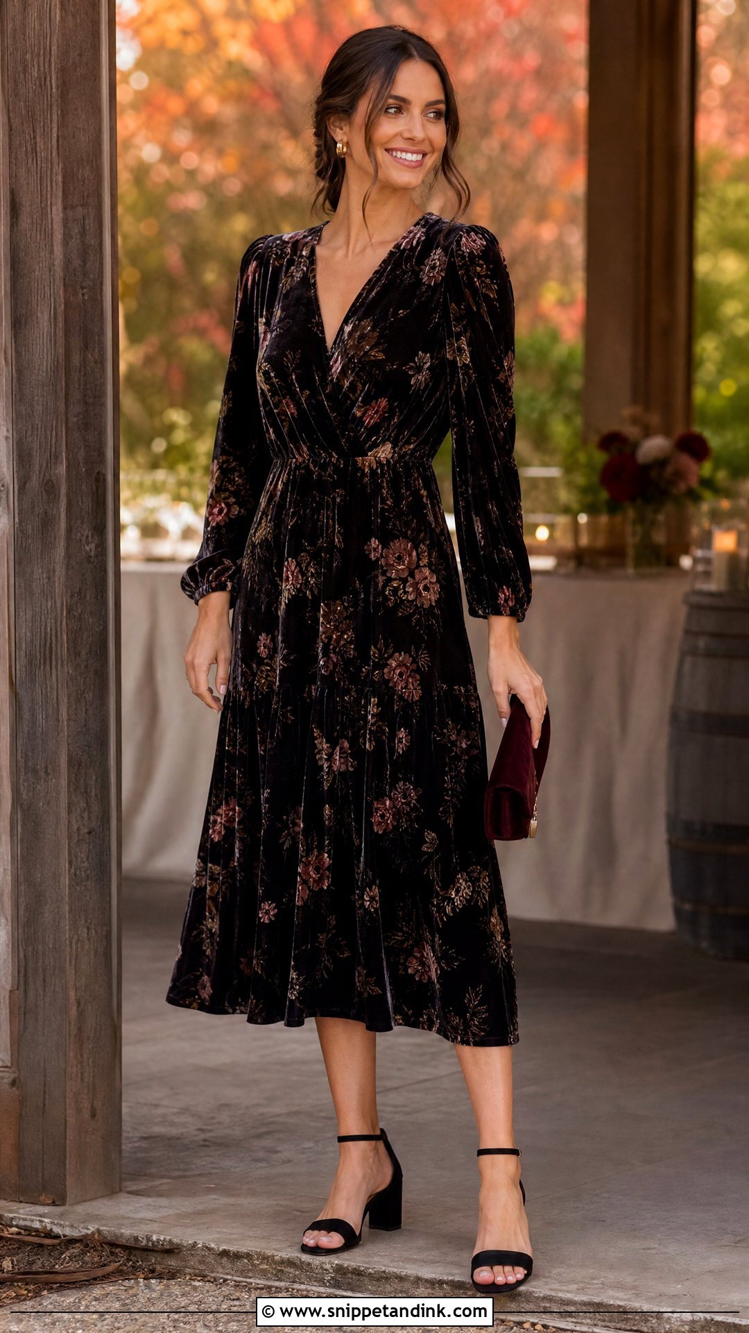 Dark Floral Velvet Dress - Snippet and Ink - 25 October Wedding Dresses