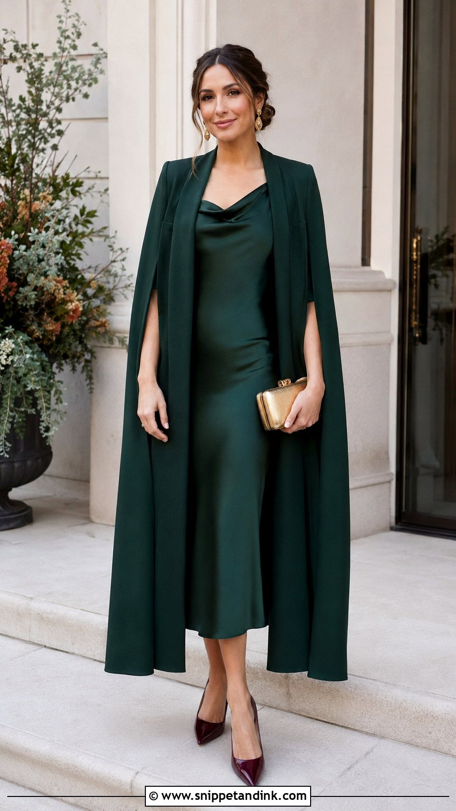 Dark Green Fall Wedding Dress With Cape - Snippet and Ink - 20 Dark Green Wedding Dress Outfit Ideas