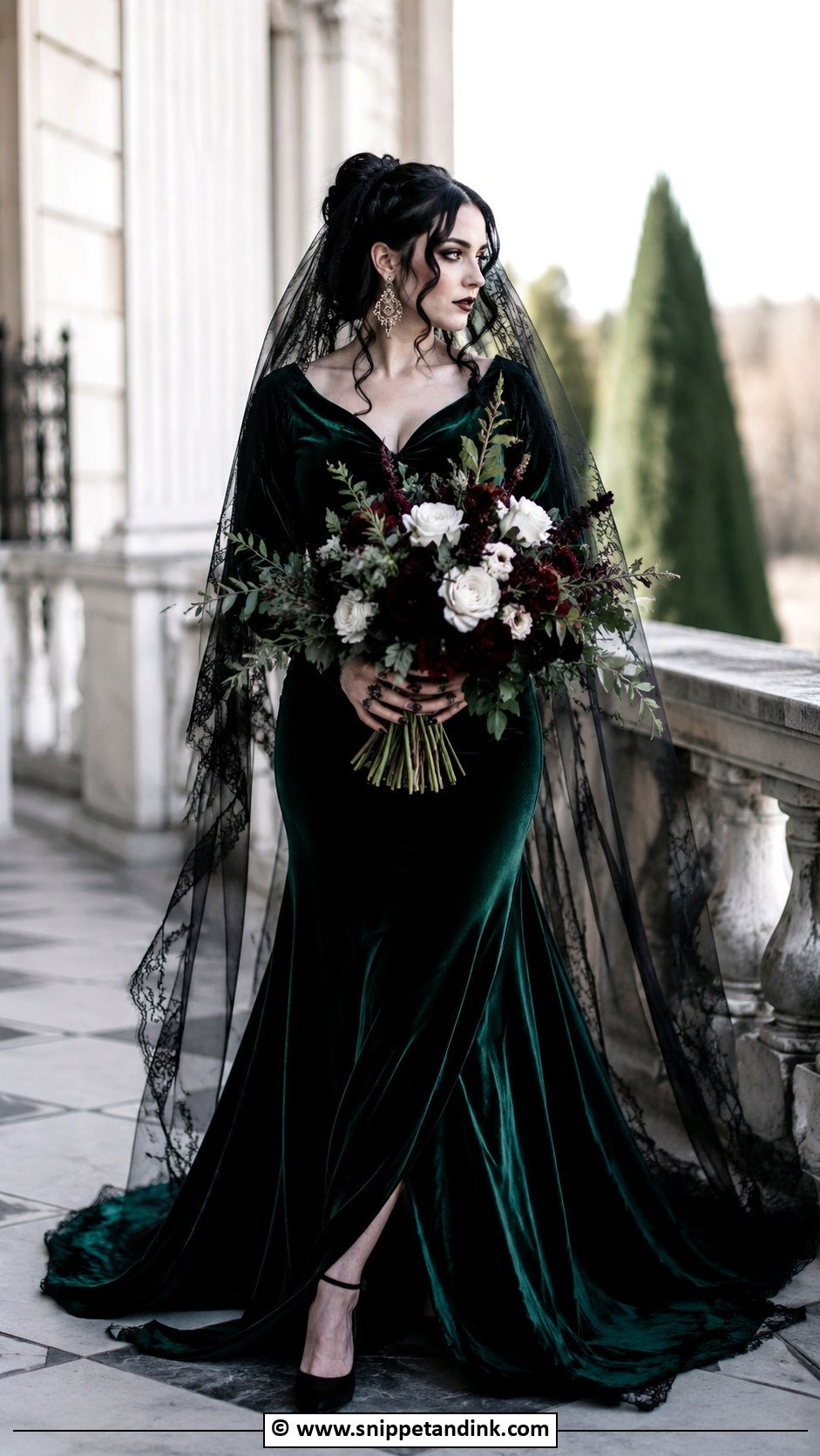 Dark Green Goth Wedding Dress - Snippet and Ink - 30 Goth Wedding Dress Ideas