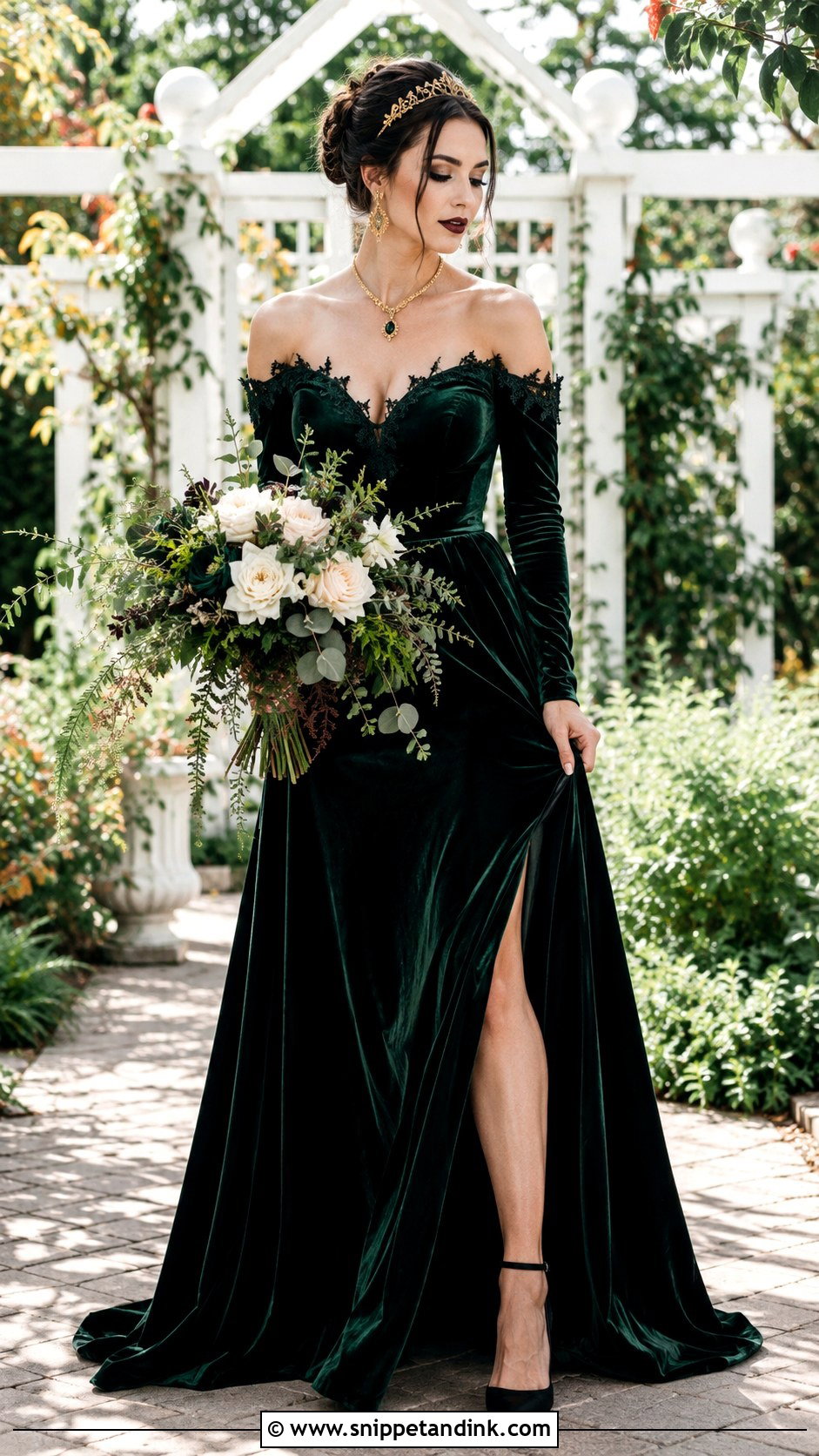 Dark Green Halloween Wedding Dress - Snippet and Ink - 25 Halloween Wedding Dresses