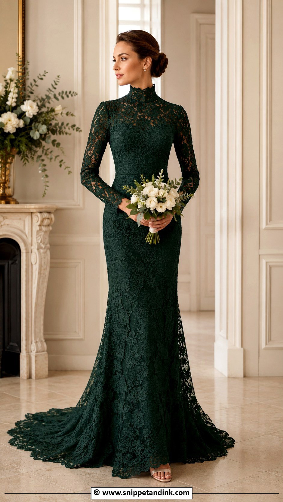Dark Green High Neck Wedding Dress - Snippet and Ink - 25 Dark Green Wedding Dress Ideas