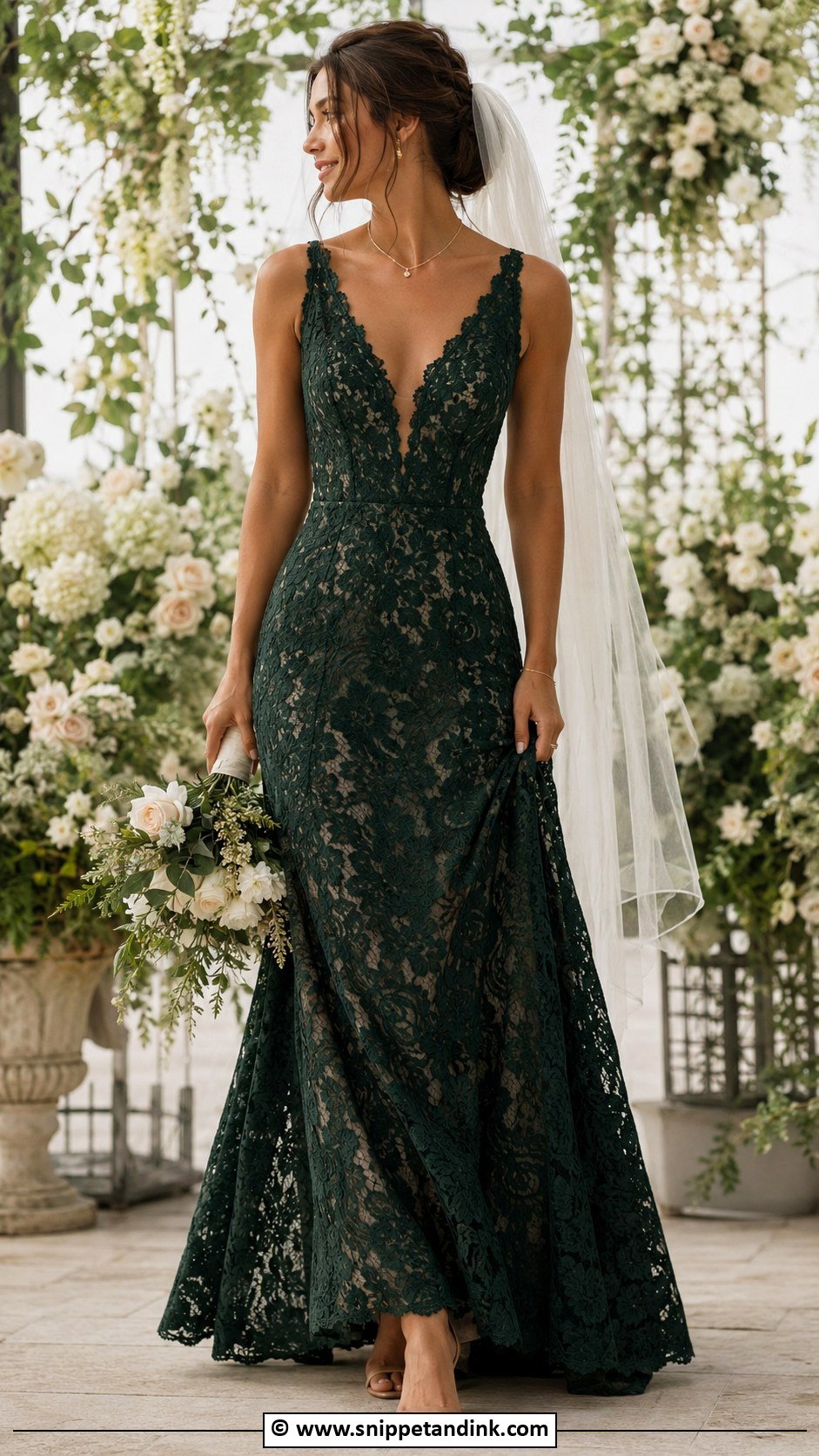 Dark Green Lace Wedding Dress - Snippet and Ink - 25 Dark Green Wedding Dress Ideas