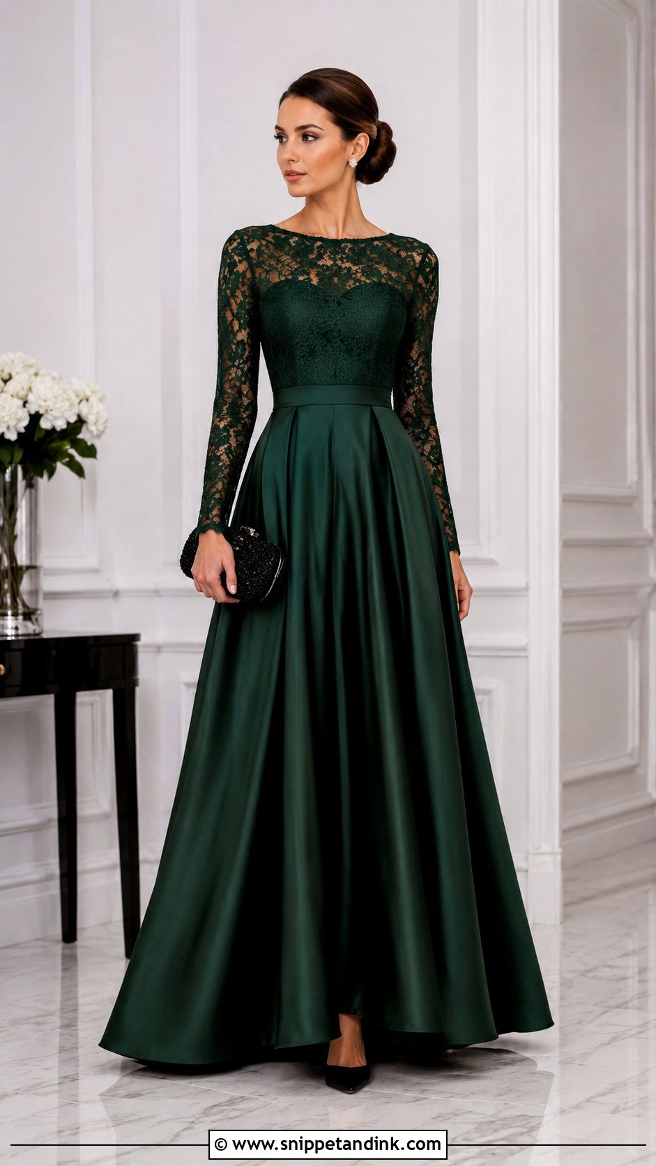 Dark Green Long Sleeve Ball Gown - Snippet and Ink - 20 Green Ball Gown Dress Ideas