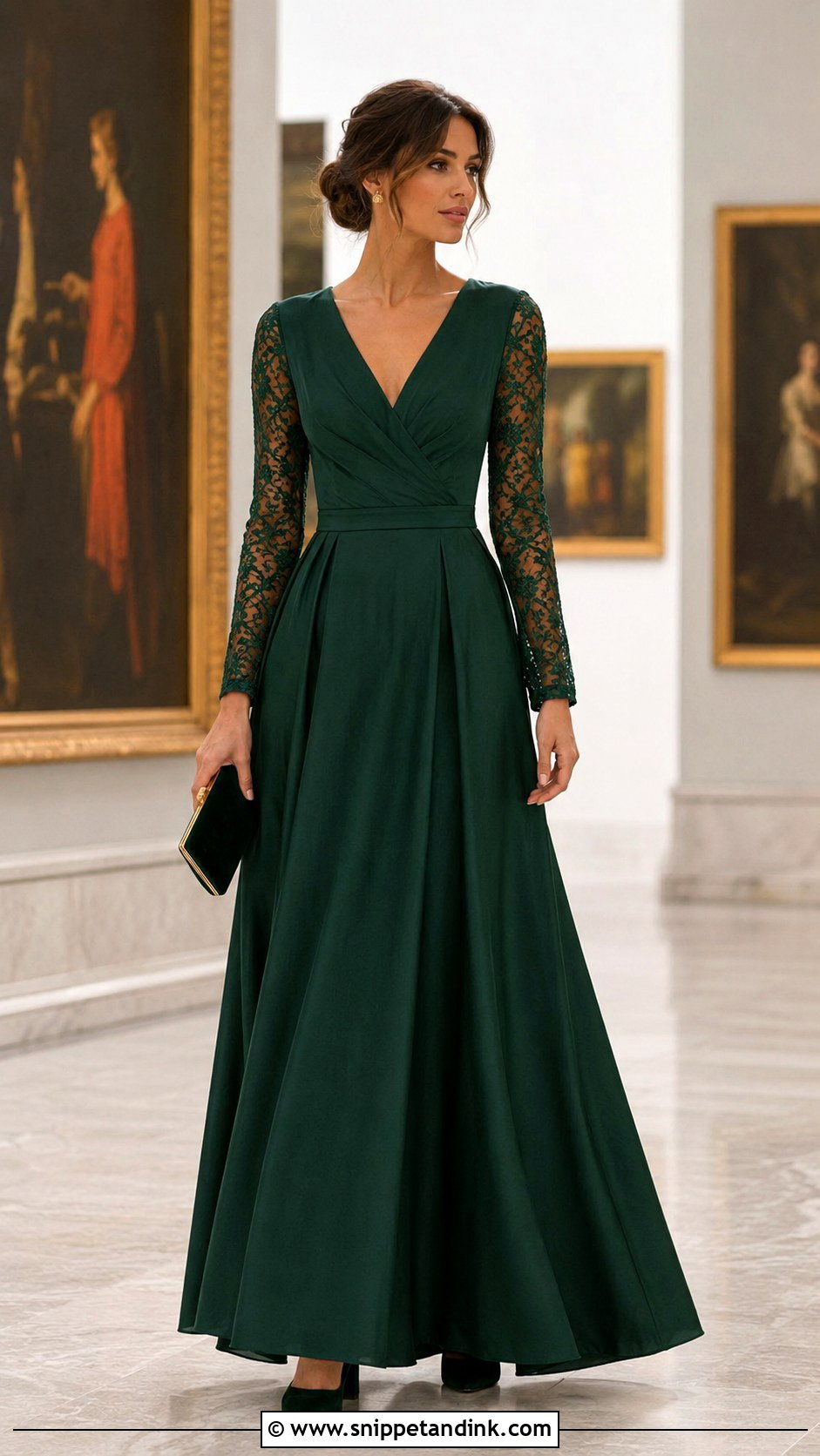 Dark Green Long Sleeve Princess Gown - Snippet and Ink - 20 Green Princess Gown Ideas