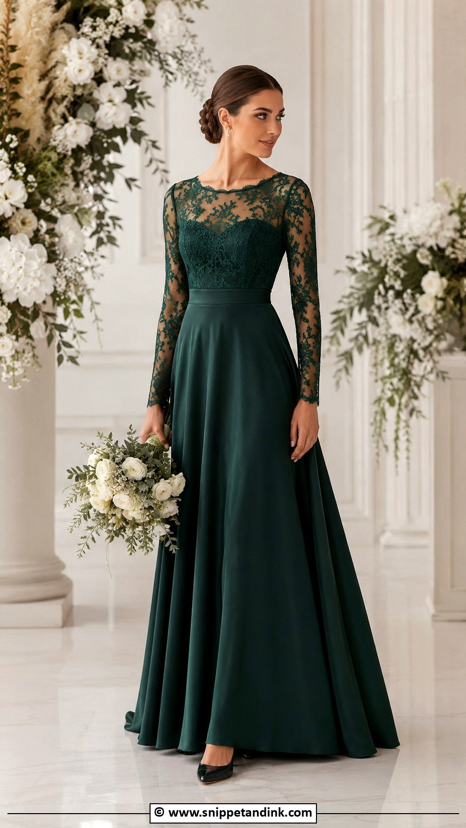 Dark Green Long Sleeve Wedding Dress - Snippet and Ink - 25 Dark Green Wedding Dress Ideas