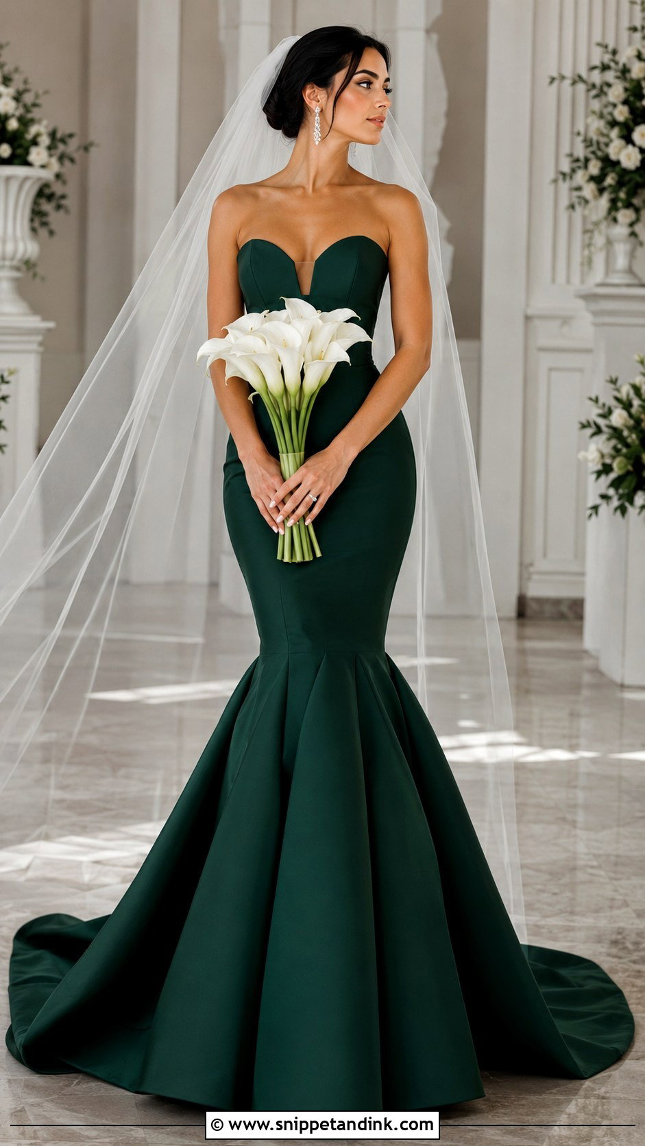 Dark Green Mermaid Wedding Dress Outfit - Snippet and Ink - 20 Green Wedding Dress Outfit Ideas