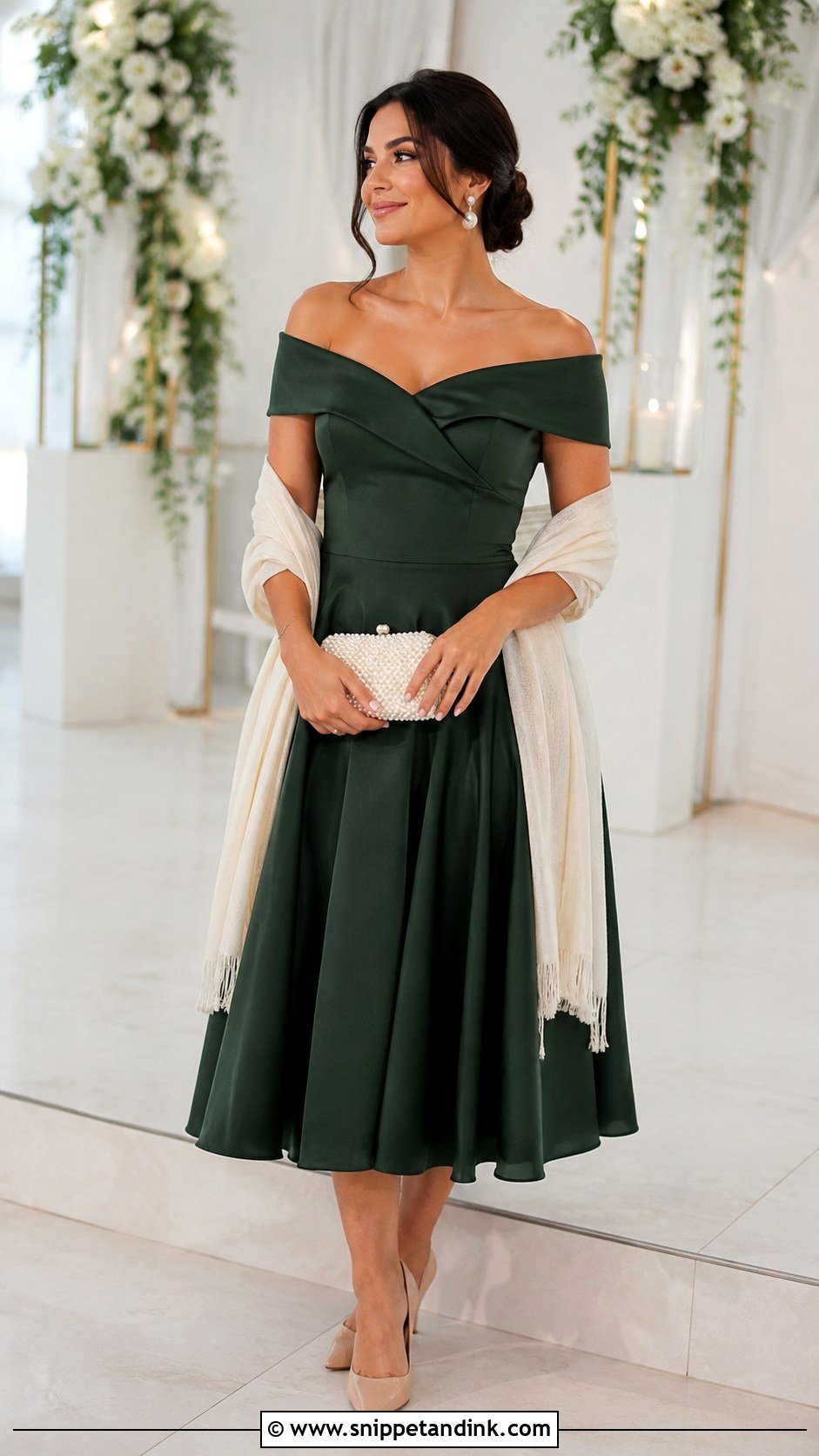 Dark Green Off Shoulder Wedding Dress - Snippet and Ink - 20 Dark Green Wedding Dress Outfit Ideas
