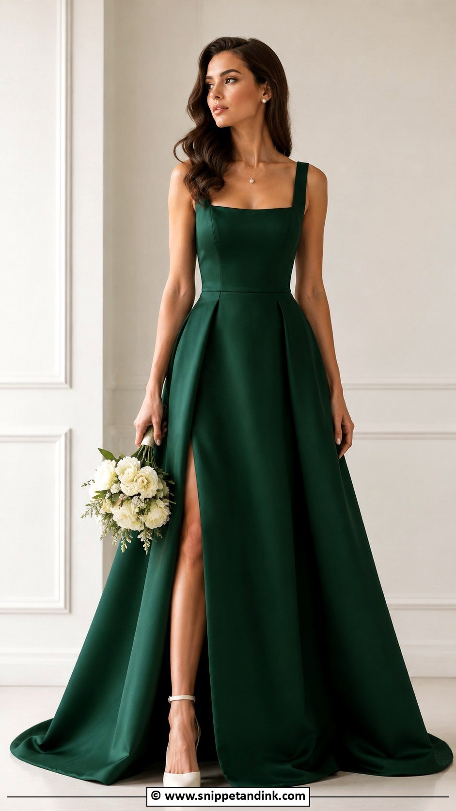 Dark Green Square Neck Wedding Dress - Snippet and Ink - 25 Dark Green Wedding Dress Ideas