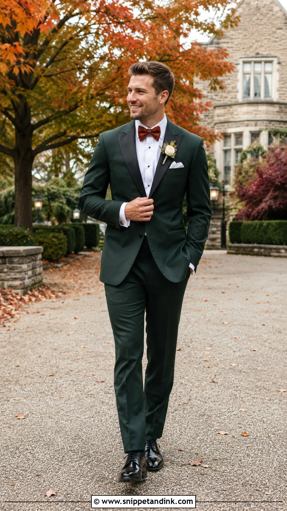 Dark Green Tuxedo For Fall Wedding - Snippet and Ink - 20 Dark Green Tuxedo Wedding Ideas