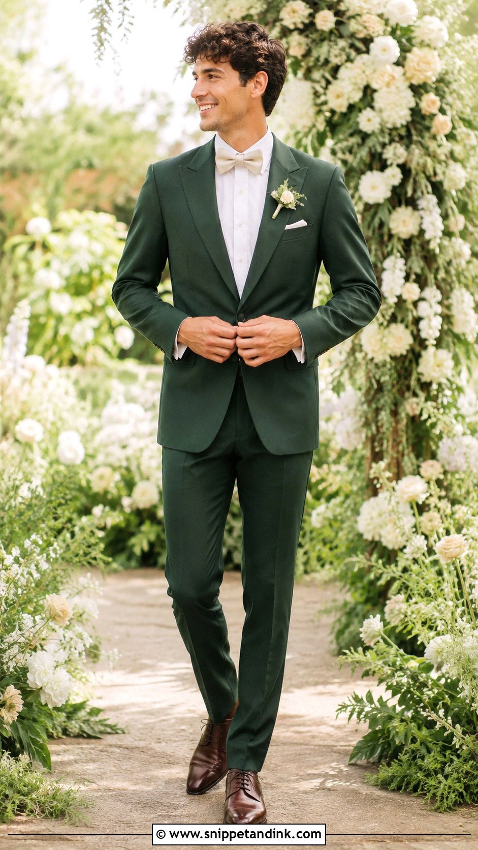 Dark Green Tuxedo For Garden Wedding - Snippet and Ink - 20 Dark Green Tuxedo Wedding Ideas