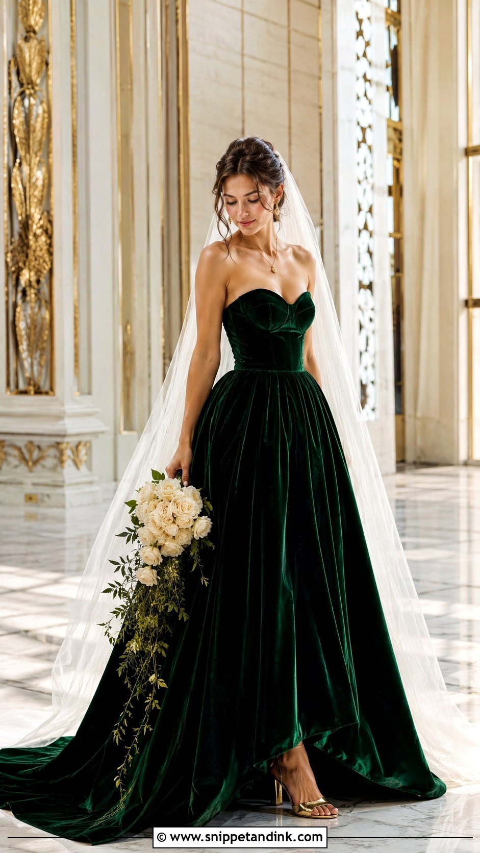 Dark Green Velvet Ball Gown Wedding Dress - Snippet and Ink - 20 Green Velvet Wedding Dress Ideas