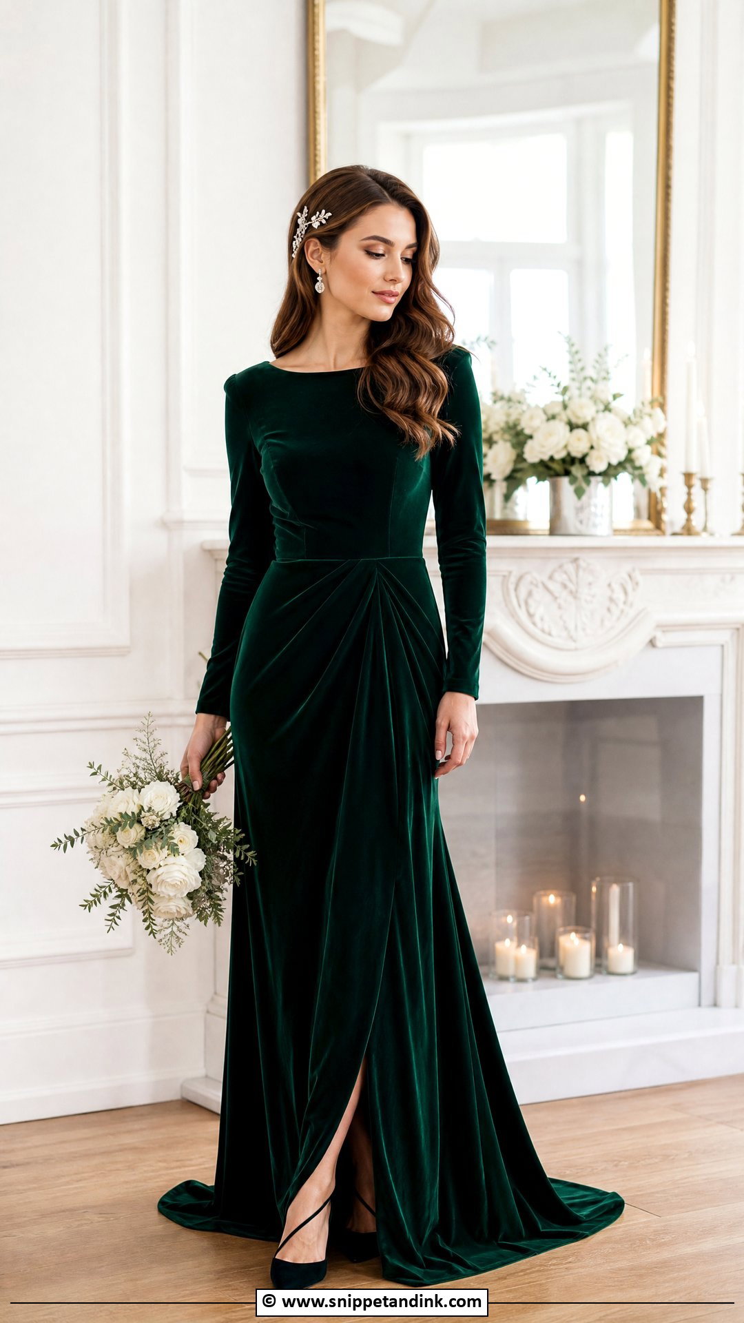 Dark Green Velvet Wedding Dress - Snippet and Ink - 35 Green Wedding Dress Ideas